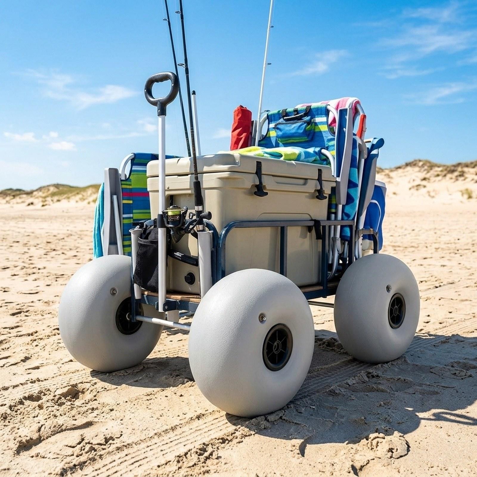 Fishing Kayak Cart - ล้อรถเข็นชายหาด ขนาด 16 นิ้ว ยางบอลลูน PVC